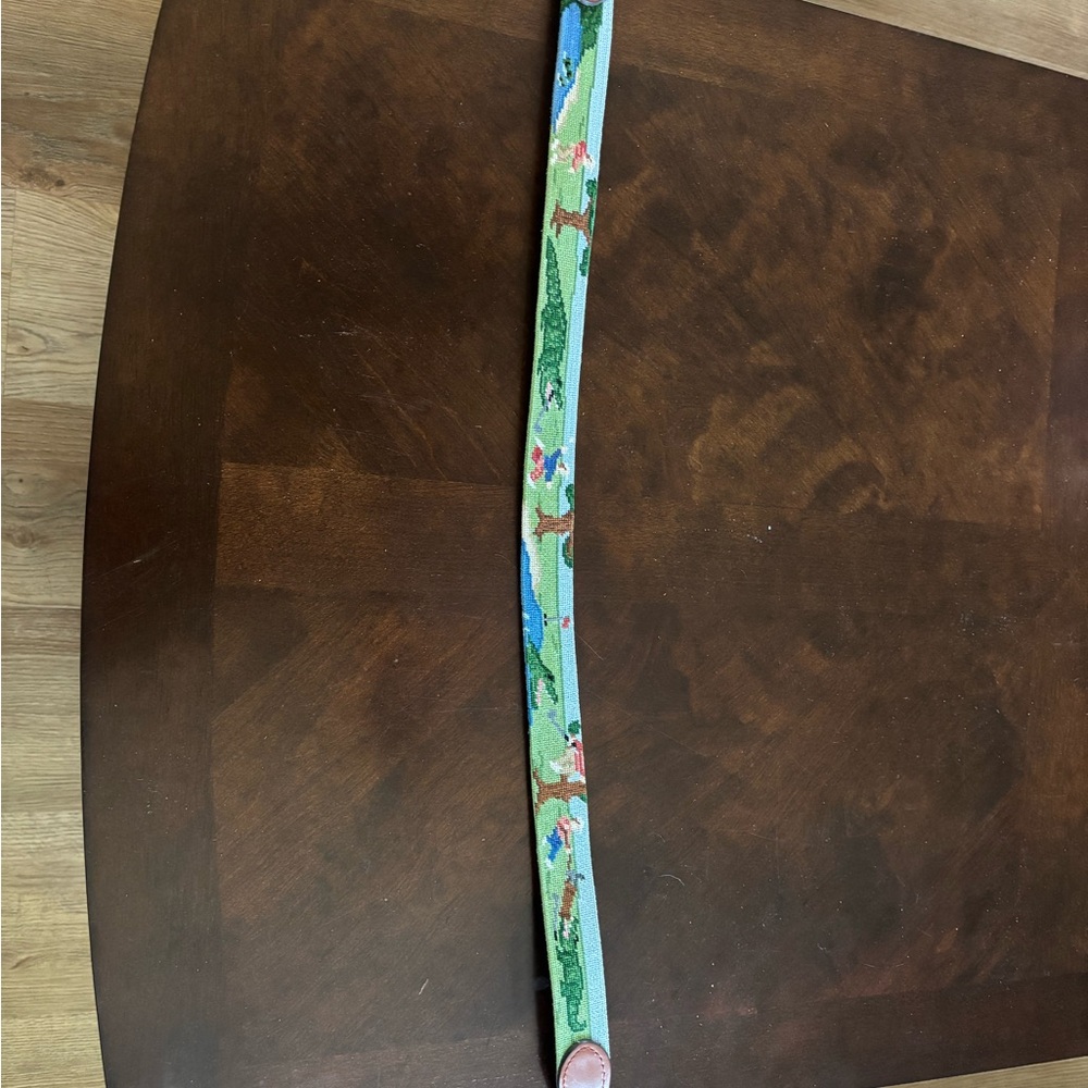 Men's Green Embroidered Belt